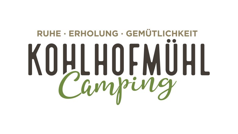 Logo von Kohlhofm&uuml;hl Camping mit den Worten Ruhe, Erholung, Gem&uuml;tlichkeit.